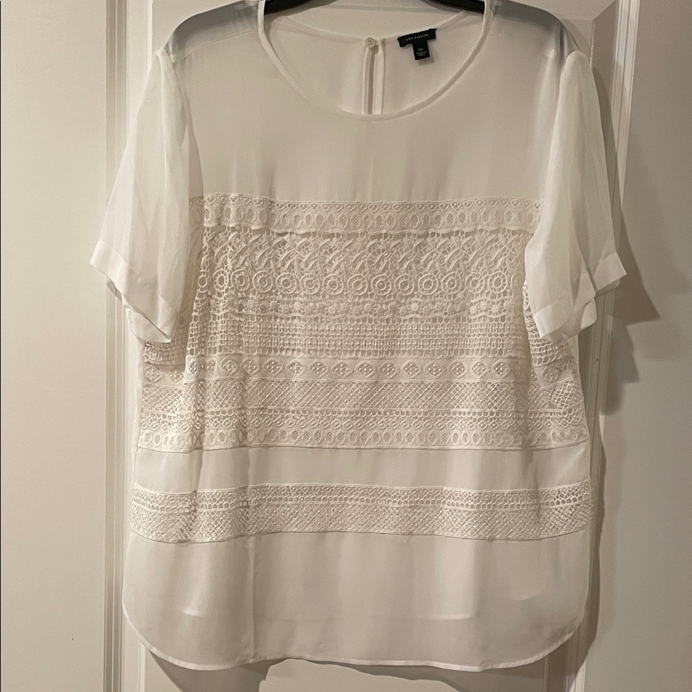 Ann Taylor White Lace Blouse